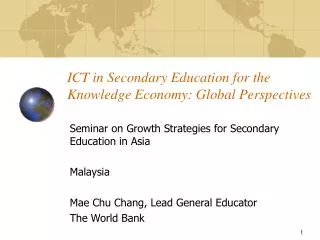 ICT in Secondary Education for the Knowledge Economy: Global Perspectives