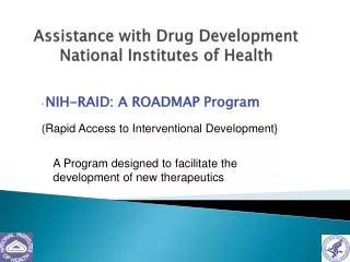 Assistance with Drug Development National Institutes of Health
