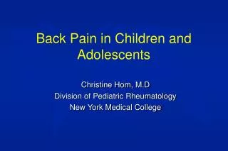 Back Pain in Children and Adolescents