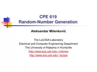 CPE 619 Random-Number Generation