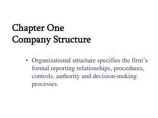 Chapter One Company Structure