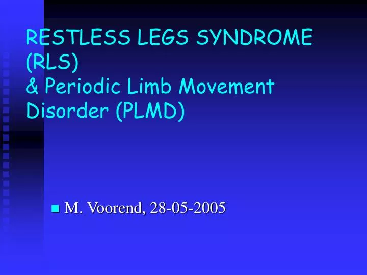 restless legs syndrome rls periodic limb movement disorder plmd