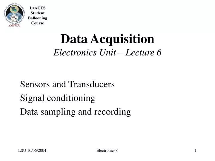 data acquisition electronics unit lecture 6