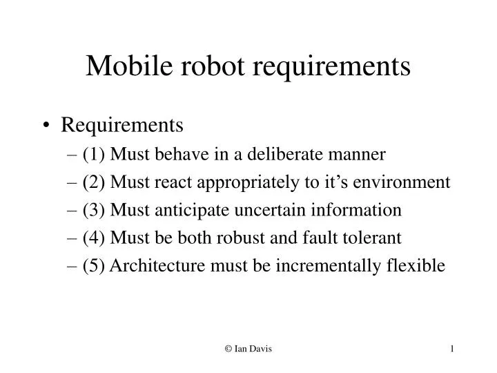 mobile robot requirements