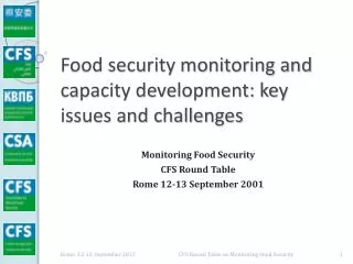 Food security monitoring and capacity development: key issues and challenges