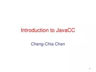 Introduction to JavaCC