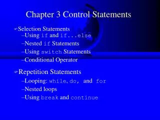 Chapter 3 Control Statements