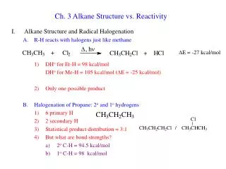 Ch. 3 Alkane Structure vs. Reactivity