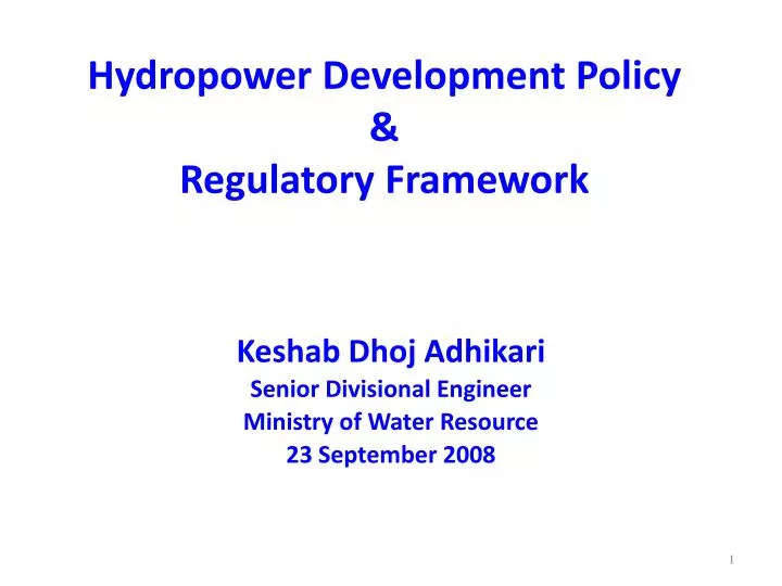 hydropower development policy regulatory framework