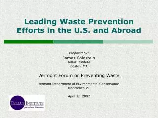 Leading Waste Prevention Efforts in the U.S. and Abroad