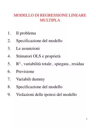 modello di regressione lineare multipla