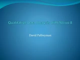 Qualitative Data Analysis with NVivo 8