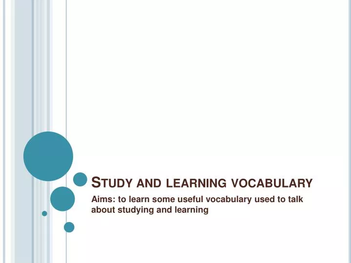 study and learning vocabulary