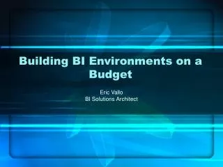 Building BI Environments on a Budget