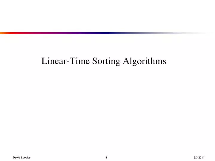 linear time sorting algorithms