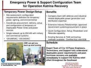 Emergency Power &amp; Support Configuration Team for Operation Katrina Recovery