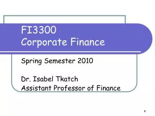 FI3300 	Corporate Finance