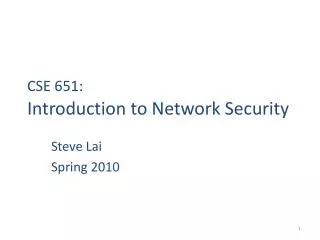 CSE 651: Introduction to Network Security