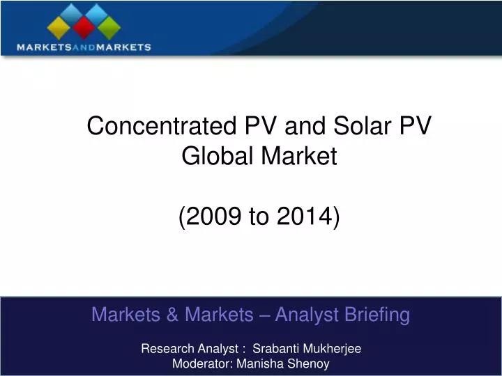 concentrated pv and solar pv global market 2009 to 2014