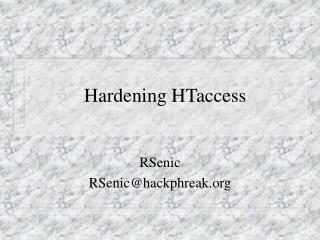 Hardening HTaccess