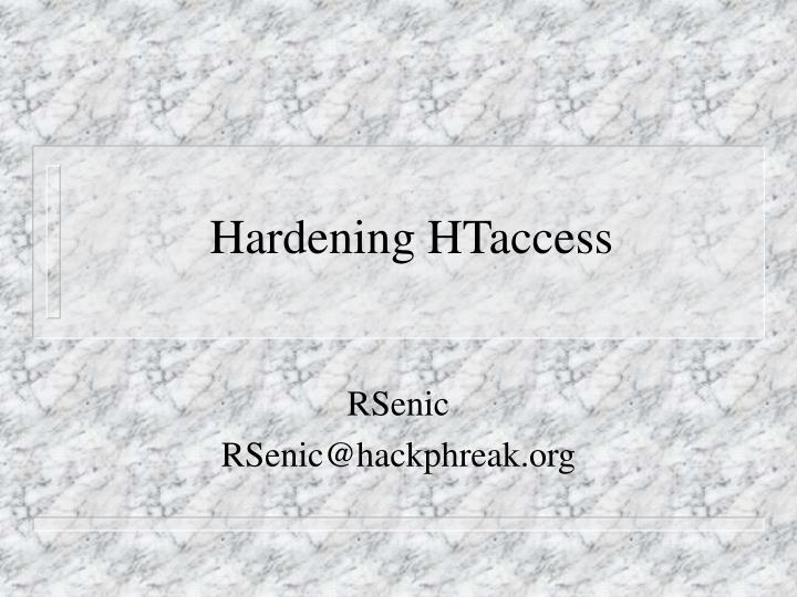 hardening htaccess