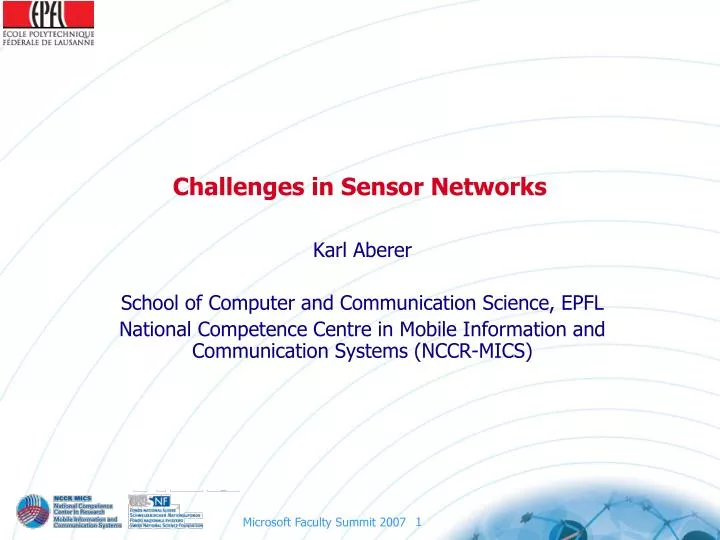 challenges in sensor networks