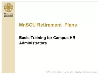 MnSCU Retirement Plans