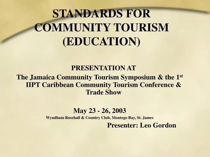 standards for community tourism education