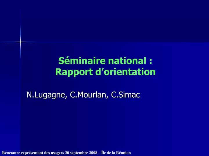 s minaire national rapport d orientation
