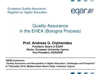 Quality Assurance in the EHEA (Bologna Process)