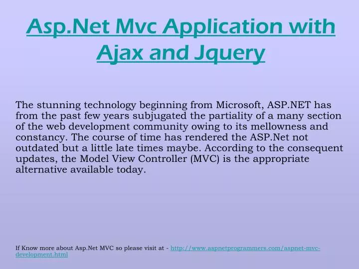 asp net mvc application with ajax and jquery