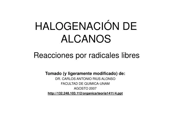 halogenaci n de alcanos