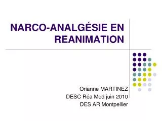 narco analg sie en reanimation
