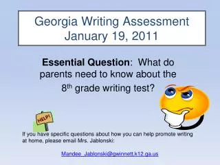 Georgia Writing Assessment January 19, 2011
