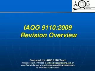 IAQG 9110:2009 Revision Overview