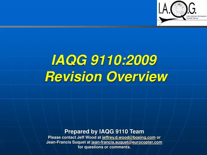 iaqg 9110 2009 revision overview