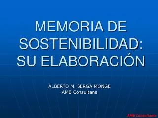 MEMORIA DE SOSTENIBILIDAD: SU ELABORACIÓN