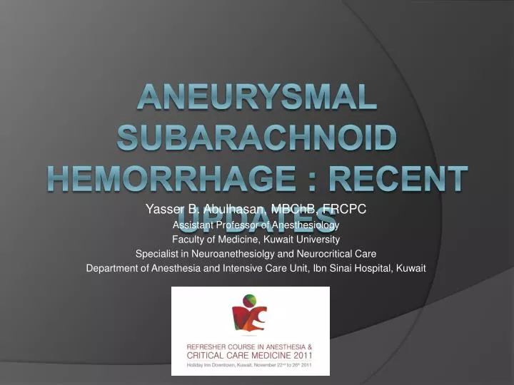 aneurysmal subarachnoid hemorrhage recent updates