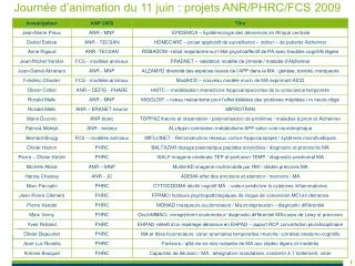 journ e d animation du 11 juin projets anr phrc fcs 2009