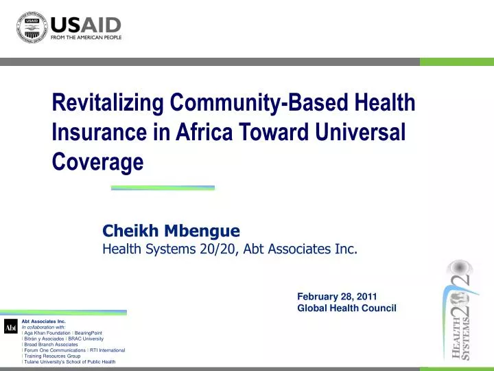 revitalizing community based health insurance in africa toward universal coverage