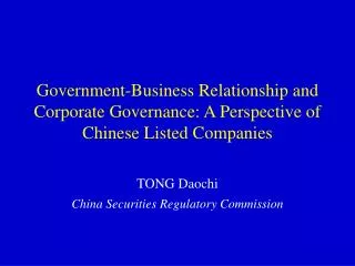 Government-Business Relationship and Corporate Governance : A Perspective of Chinese Listed Companies