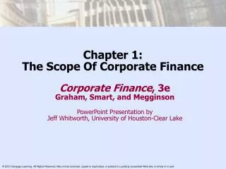 Chapter 1: The Scope Of Corporate Finance