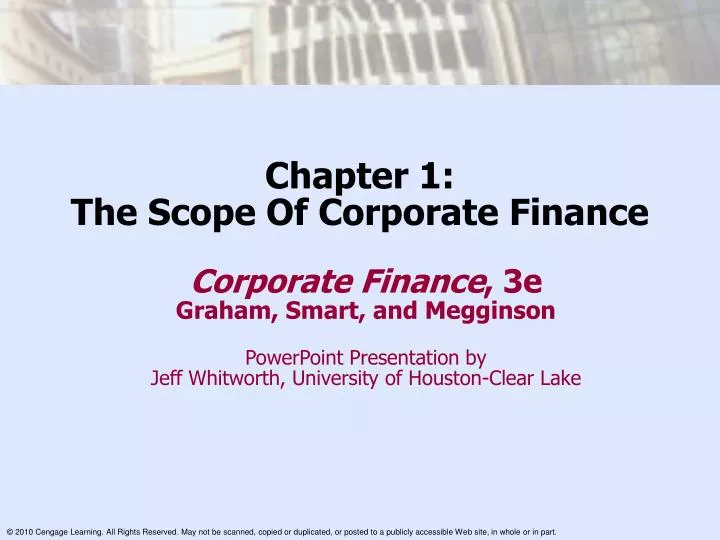 chapter 1 the scope of corporate finance