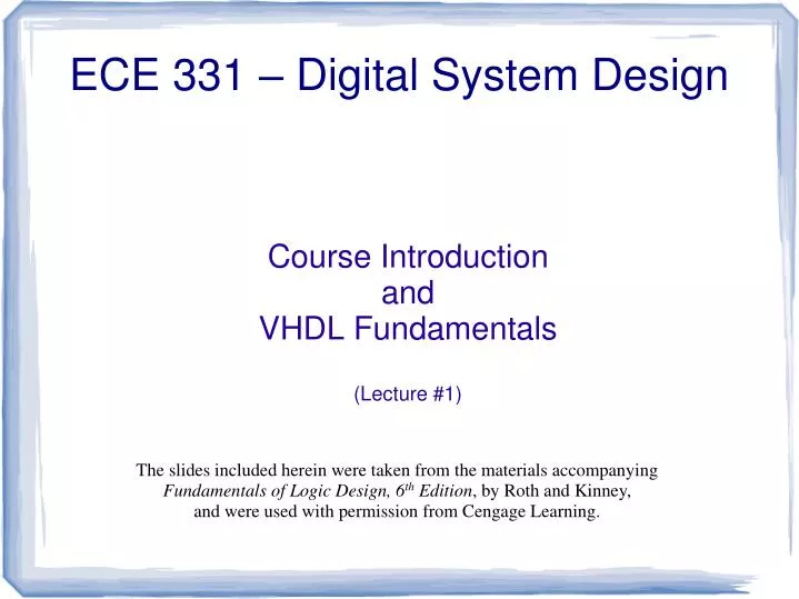course introduction and vhdl fundamentals lecture 1