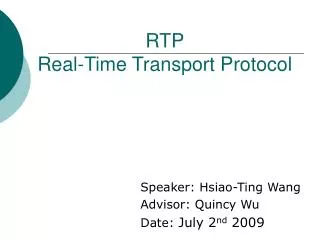 RTP Real-Time Transport Protocol