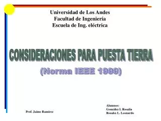 Universidad de Los Andes Facultad de Ingeniería Escuela de Ing. eléctrica
