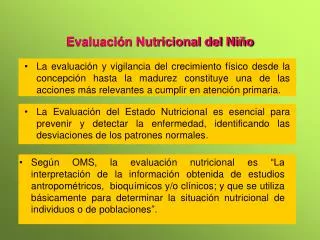Evaluación Nutricional del Niño