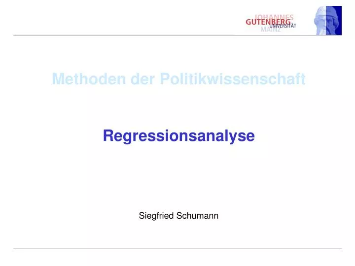 methoden der politikwissenschaft regressionsanalyse siegfried schumann