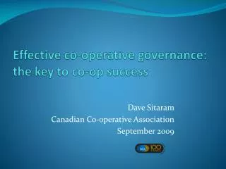 Dave Sitaram Canadian Co-operative Association September 2009