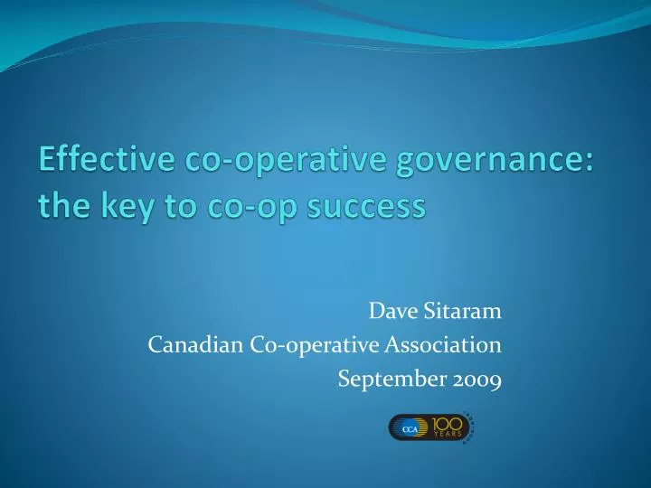 dave sitaram canadian co operative association september 2009